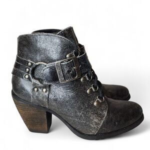 Harley Davidson Ashland Leather Ankle Boots Harness Womens 8.5 Biker Motorcycle